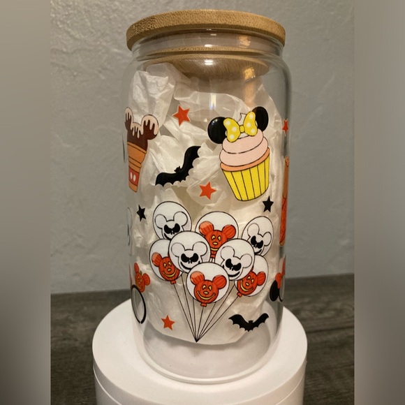 Hand Crafted Halloween Mickey Mouse shaped Treats Glass Tumbler - Picture 7 of 7